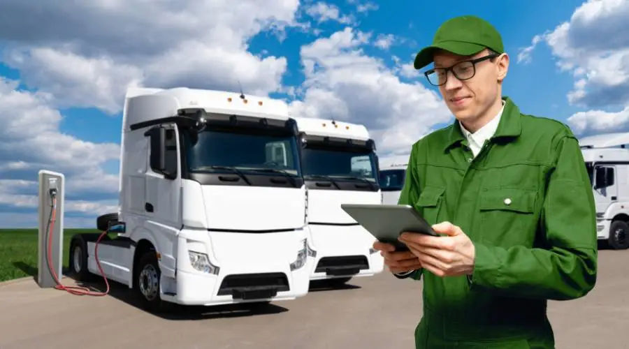 Fleet maintenance scheduling board tracking commercial vehicle service intervals and maintenance status